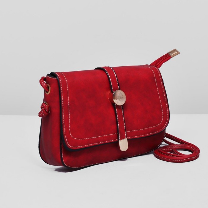 Сумка женская на молнии, 1 отдел, длинный ремень, цвет красный