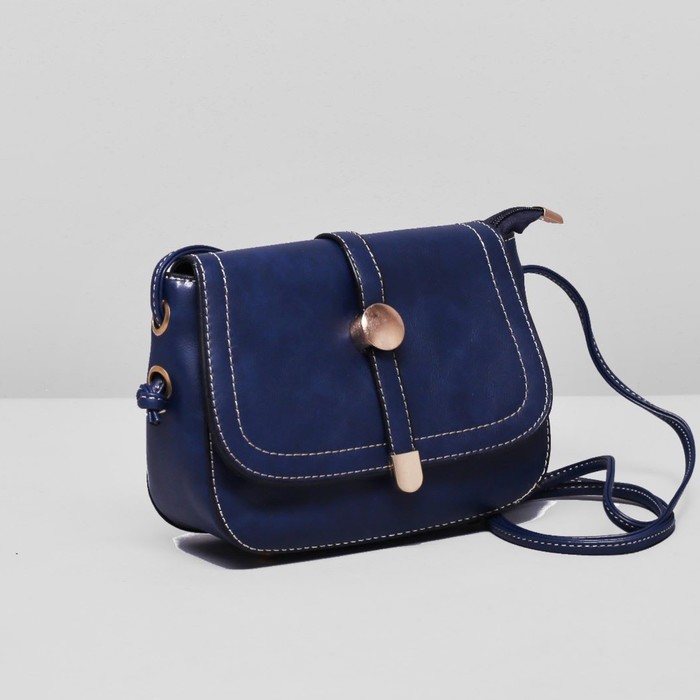 Сумка женская на молнии "Бэлла", 1 отдел, длинный ремень, синяя