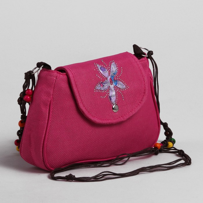 Сумка детская на магните "Цветок", 1 отдел, длинный ремень, цвет малиновый