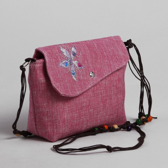 Сумка детская на магните "Цветок", 1 отдел, длинный ремень, цвет розовый