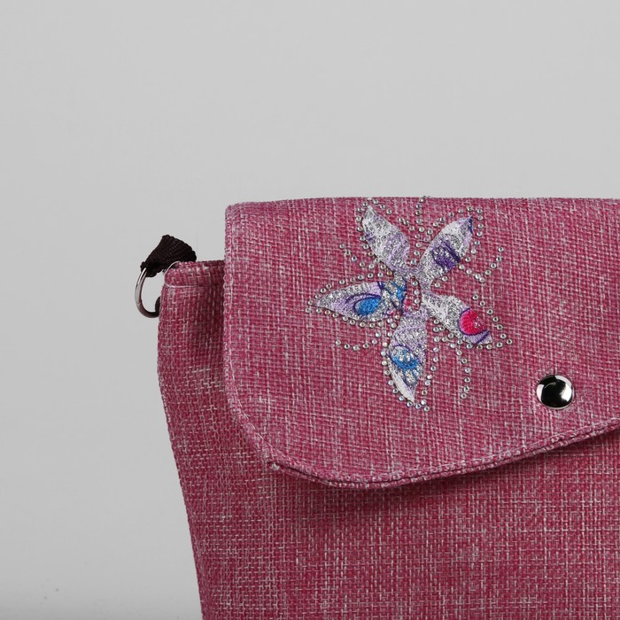 Сумка детская на магните "Цветок", 1 отдел, длинный ремень, цвет розовый