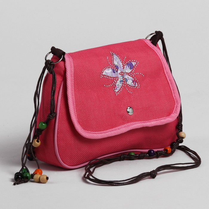 Сумка детская на магните "Цветок", 1 отдел, длинный ремень, цвет коралловый