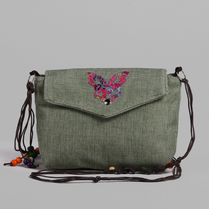 Сумка детская на магните "Бабочка", 1 отдел, длинный ремень, цвет зелёный