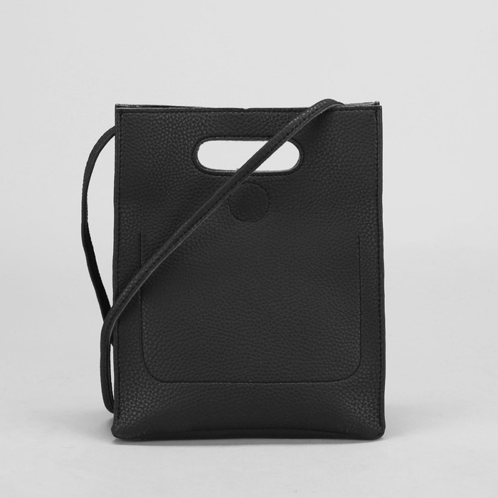 Сумка женская на магните "Планшет", 1 отдел, длинный ремень, чёрная