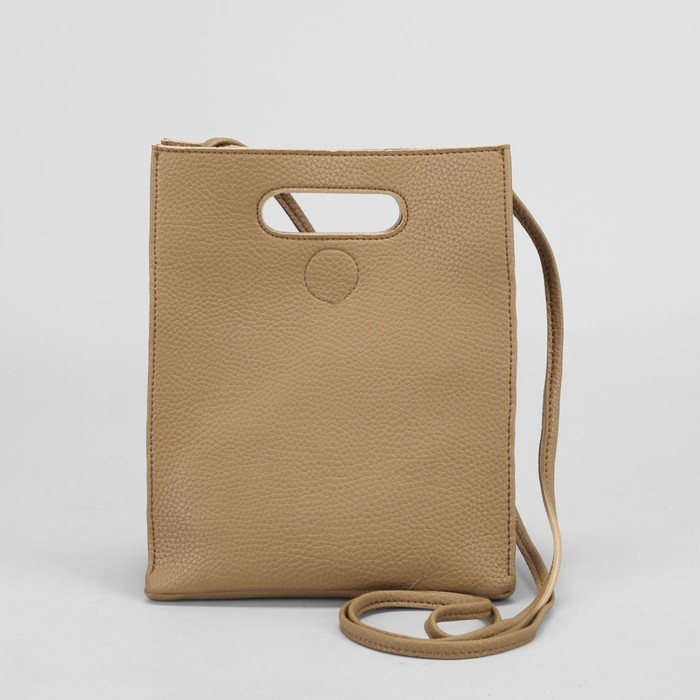 Сумка женская на магните "Планшет", 1 отдел, длинный ремень, бежевая