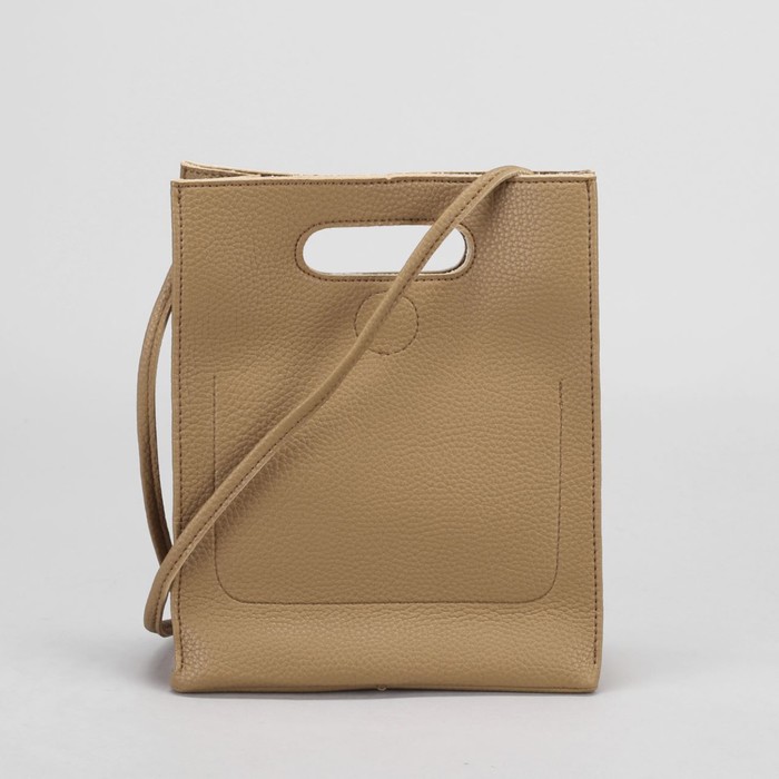 Сумка женская на магните "Планшет", 1 отдел, длинный ремень, бежевая