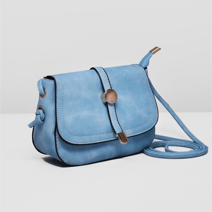 Сумка женская на молнии "Бэлла", 1 отдел, длинный ремень, голубая