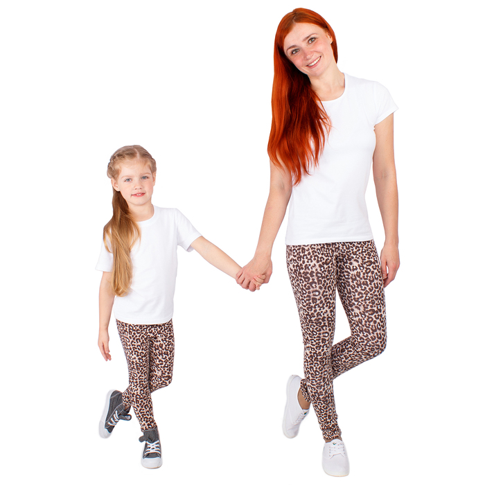 Легинсы для девочки "Волшебная радуга", рост 98 см (52), цвет коричневый, принт леопард ДРЛ894804н