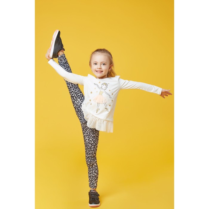 Легинсы для девочки "Волшебная радуга", рост 104 см (54), цвет серый, принт леопард ДРЛ894804н