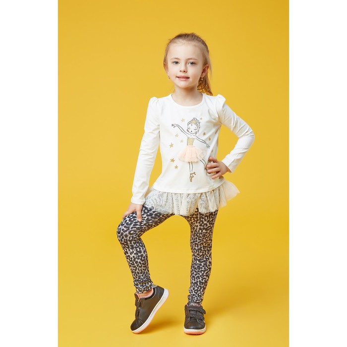 Легинсы для девочки "Волшебная радуга", рост 110 см (56), цвет серый, принт леопард ДРЛ894804н
