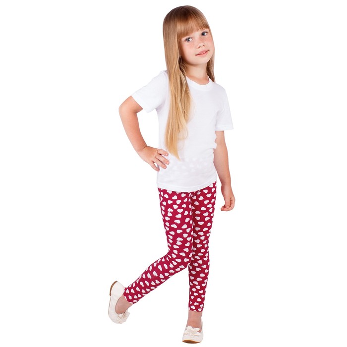 Легинсы для девочки "Волшебная радуга", рост 92 см (50), цвет красный/белый, принт сердечки ДРЛ894800н_М