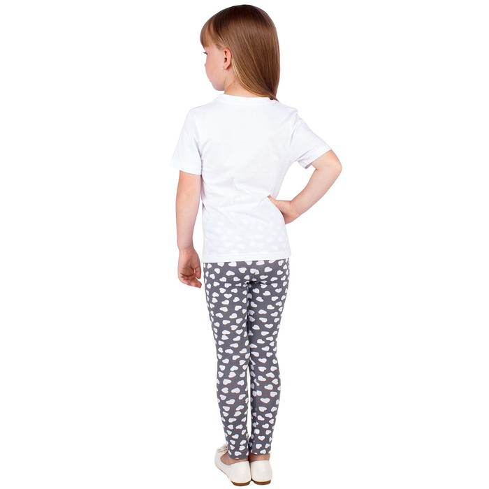 Легинсы для девочки "Волшебная радуга", рост 92 см (50), цвет серый/белый, принт сердечки ДРЛ894800н_М