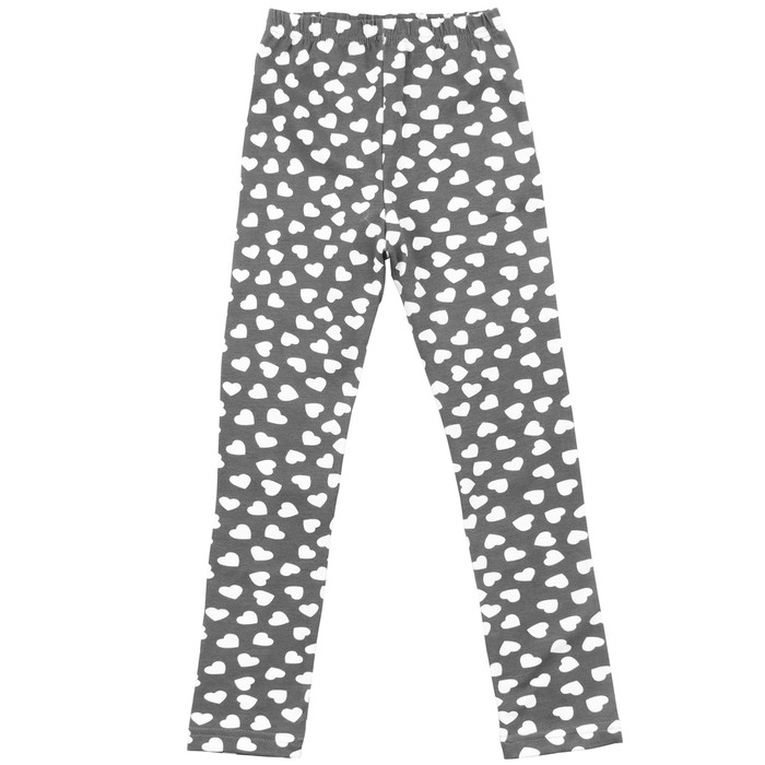 Легинсы для девочки "Волшебная радуга", рост 92 см (50), цвет серый/белый, принт сердечки ДРЛ894800н_М