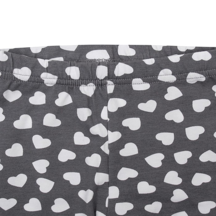 Легинсы для девочки "Волшебная радуга", рост 92 см (50), цвет серый/белый, принт сердечки ДРЛ894800н_М