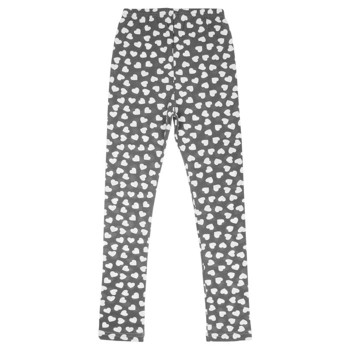 Легинсы для девочки "Волшебная радуга", рост 92 см (50), цвет серый/белый, принт сердечки ДРЛ894800н_М