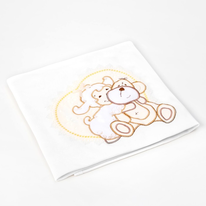 Плед трикотажный с аппликацией, размер 85*85, цвет бежевый 30003