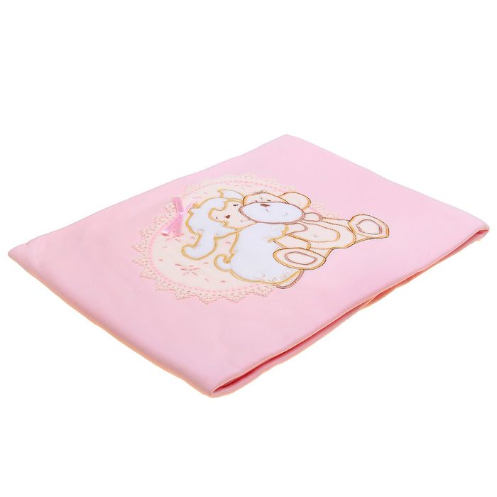 Плед трикотажный с аппликацией, размер 85*85, цвет розовый 30006