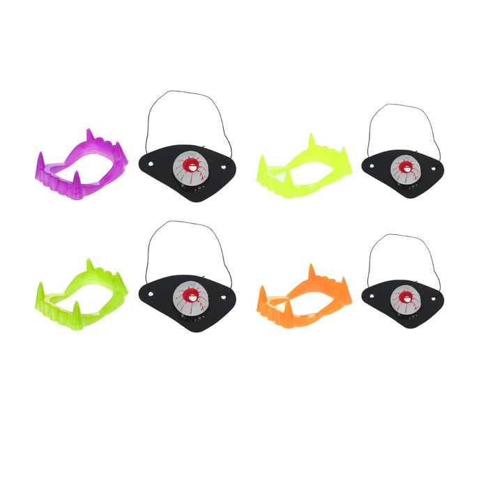 Набор прикол 2 предмета: челюсть, наглазник, цвета МИКС