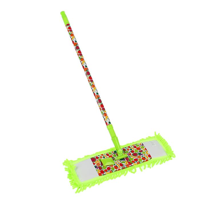 Швабра плоская, телескопическая ручка 68-120 см, насадка из микрофибры "Фрутс"