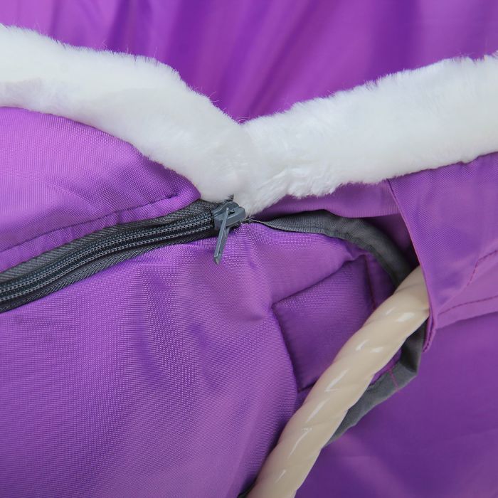 Сиденье для санок «Заяц» меховое, со съёмным чехлом для ног на молнии, цвет лаванда