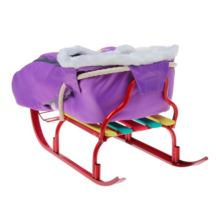 Сиденье для санок «Заяц» меховое, со съёмным чехлом для ног на молнии, цвет лаванда