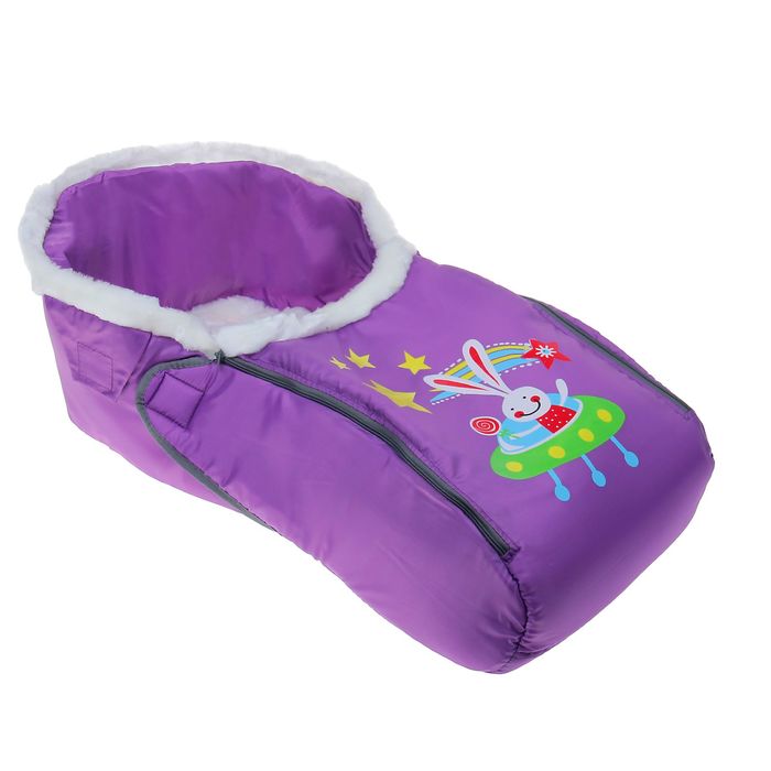Сиденье для санок «Заяц» меховое, со съёмным чехлом для ног на молнии, цвет лаванда