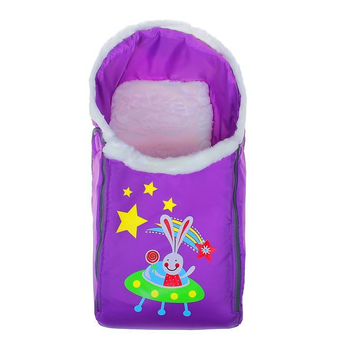 Сиденье для санок «Заяц» меховое, со съёмным чехлом для ног на молнии, цвет лаванда