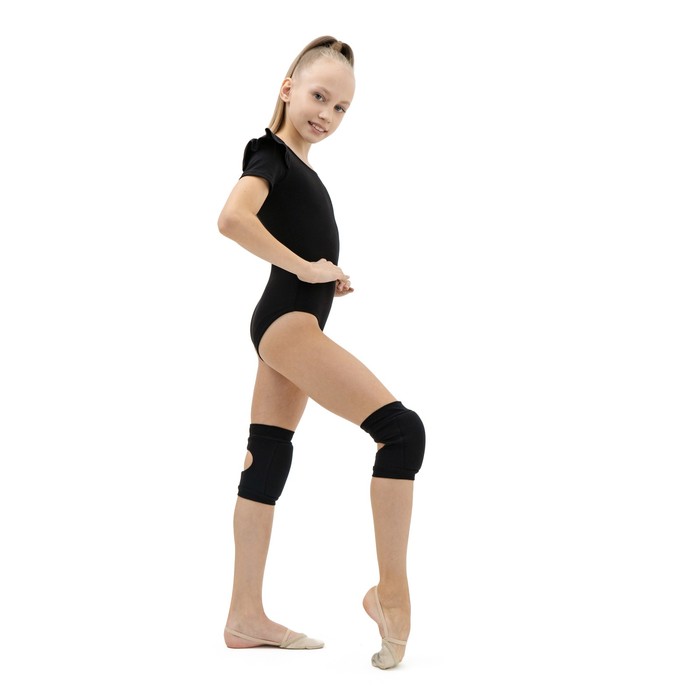 Наколенники для гимнастики и танцев с уплотнителем, размер XS (3-6 лет), цвет чёрный