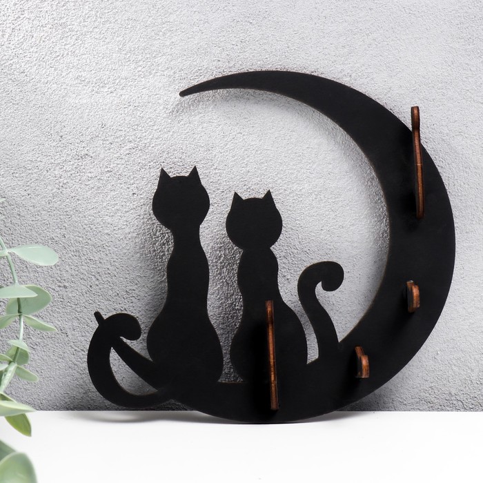 Ключница открытая "Коты и луна"