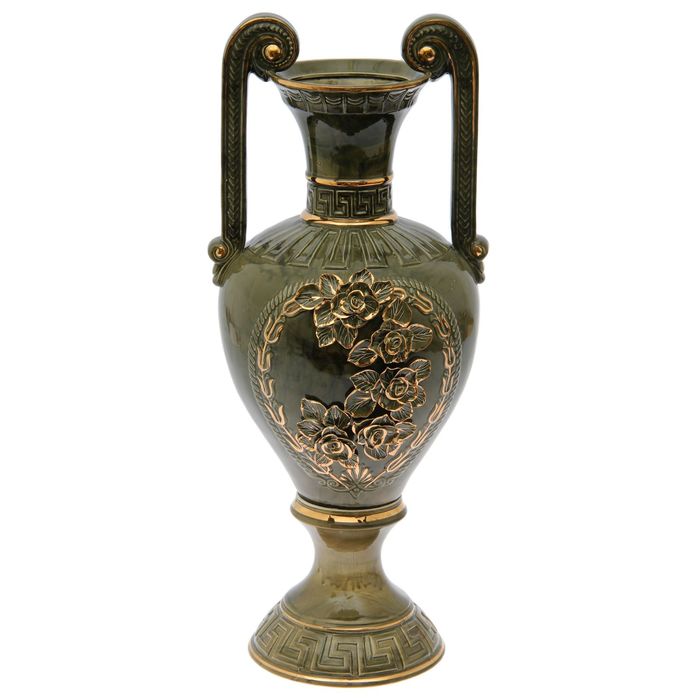 Ваза напольная "Афина" зелёный малахит, лепка