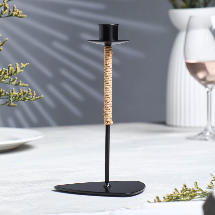 

Подсвечник металл на 1 свечу "Родон", 21х12,2 см, чёрный муар