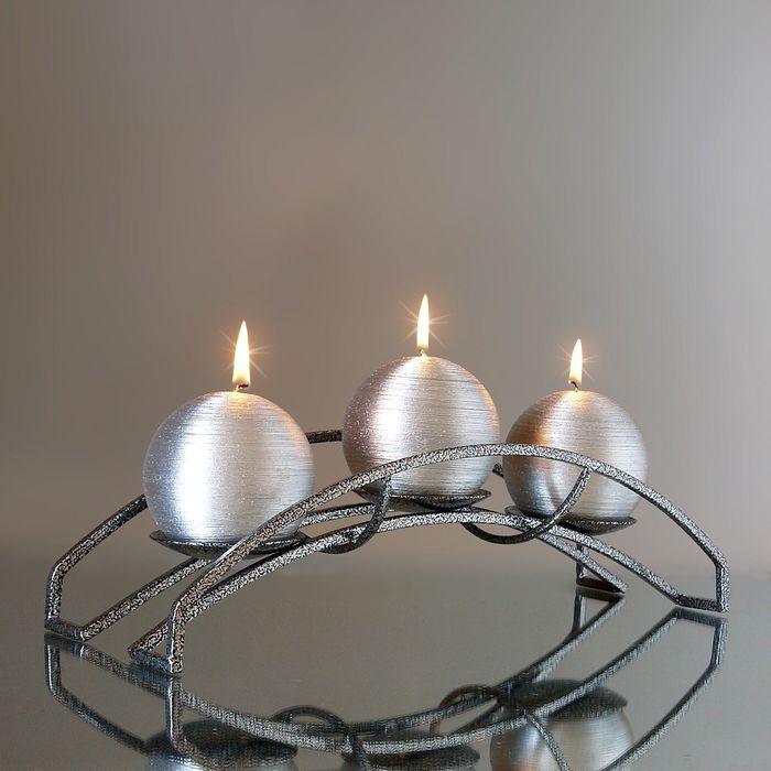 Подсвечник Вера антикварное серебро со свечами "серебро" риф. мет.