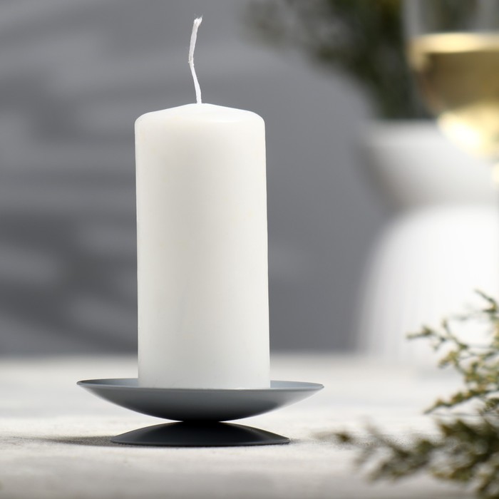 Подсвечник Лотос металл на 1 свечу Лотос, 7,5х2 см, серый фото