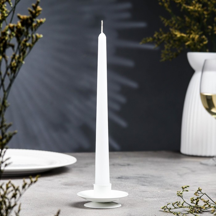 Подсвечник Лотос 2Н металл на 1 свечу, 7,5х2,5 см, белый подсвечник на 1 свечу лотос 2н размер 2 5х7 5см металл серый