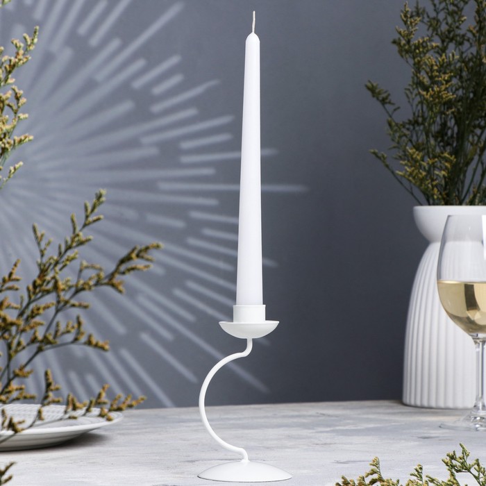Подсвечник металл на 1 свечу Моно, 14х7,3 см, белый подсвечник металл на 1 свечу квадрат 3х7 см белый