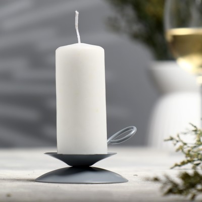 Подсвечник металл на 1 свечу "Цветок Н", 3,5х9 см, серый
