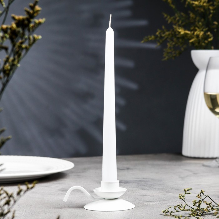 Подсвечник Ретро металл на 1 свечу, 10х4 см, белый подсвечник металл на 1 свечу квадрат 3х7 см белый