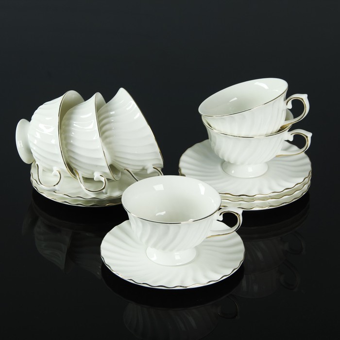 Сервиз чайный "Диана", 12 предметов: 6 чашек 220 мл, 6 блюдец 15 см