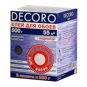

Клей для флизелиновых обоев Decoro ART 120-500, 500 г (на 55 м²)