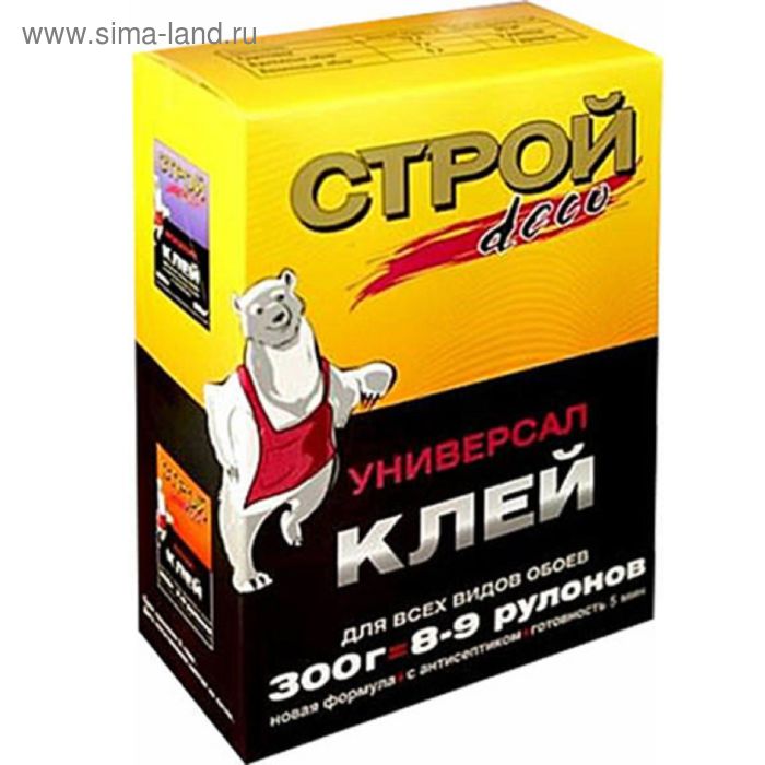 

Клей для всех типов обоев СТРОЙ deco ART 200-300, 300 г (на 8-9 рулонов)