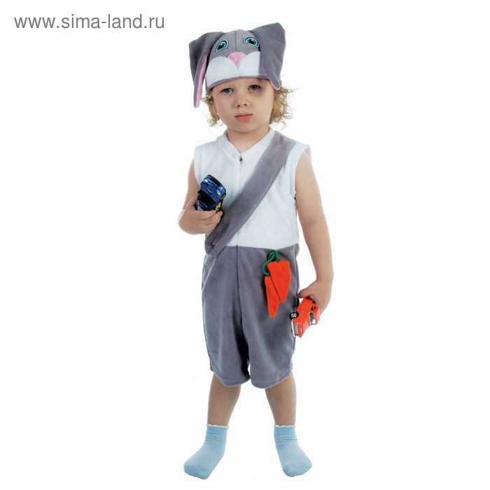 цена Карнавальный костюм для мальчика «Заяц» от 1,5-3-х лет, велюр, комбинезон, шапка