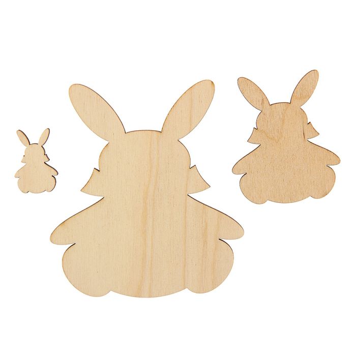 Набор заготовок "Зайчики" 3шт, 10*7 см,6*4 см,3*2 см