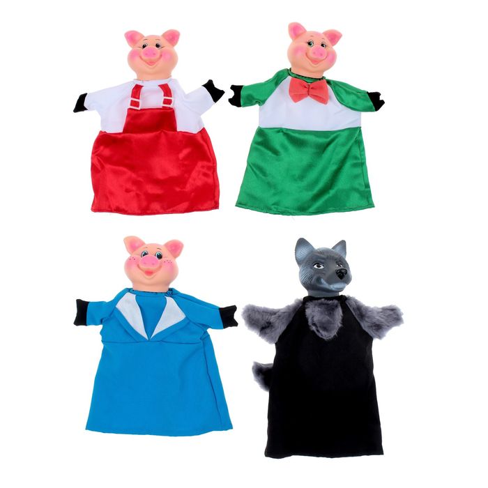 Кукольный театр, 4 персонажа с ширмой №2