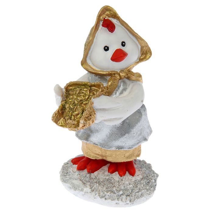 Сувенир "Курочка с семечками в корзинке" 14см