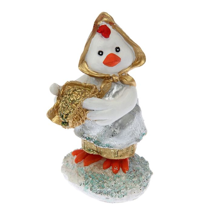 Сувенир "Курочка с семечками в корзинке" 14см