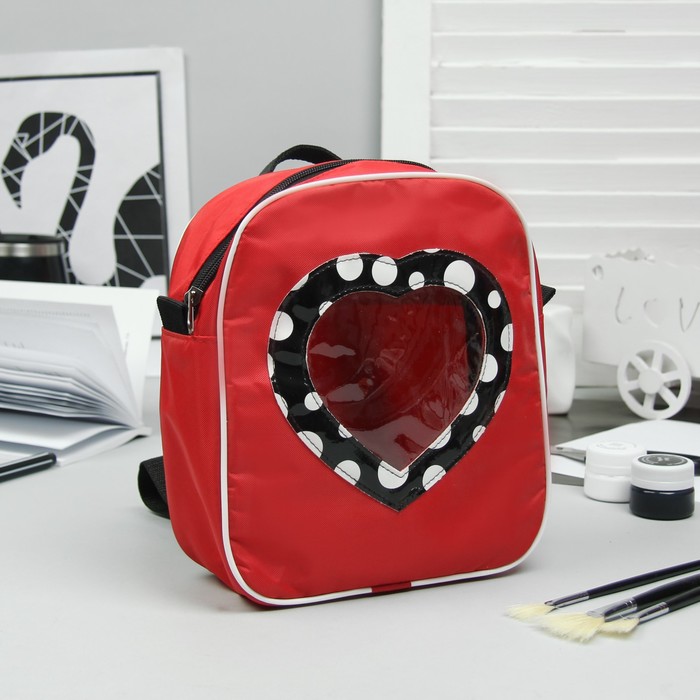 Рюкзак детский на молнии "Горох", 1 отдел, красный