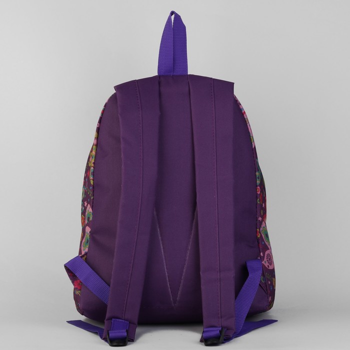 Рюкзак молодёжный на молнии "Бабочки", 1 отдел, 1 наружный карман, цвет сиреневый