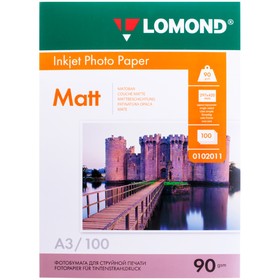 Фотобумага для струйной печати А3 LOMOND, 90 г/м², матовая односторонняя, 100 листов (0102011)