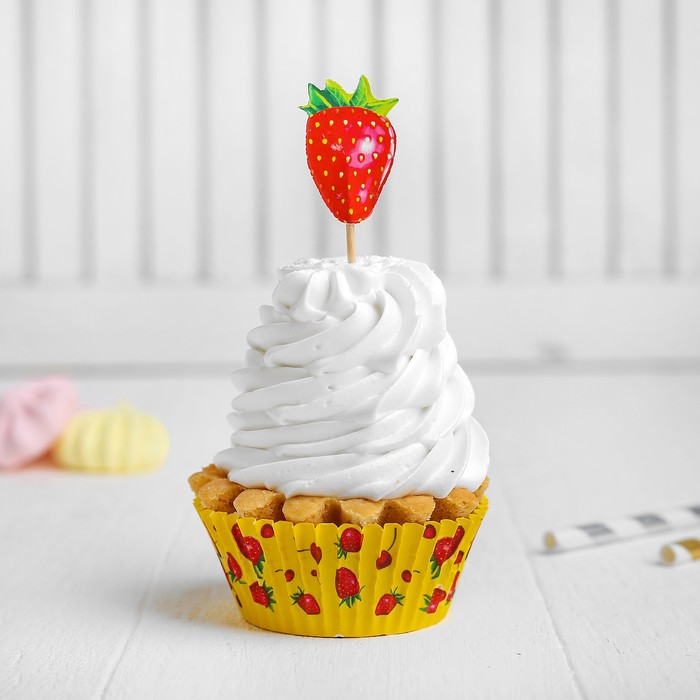 Украшения для кексов &quot;С Днём рождения&quot;, ягодки, набор: формочки 24 шт., шпажки 24 шт.