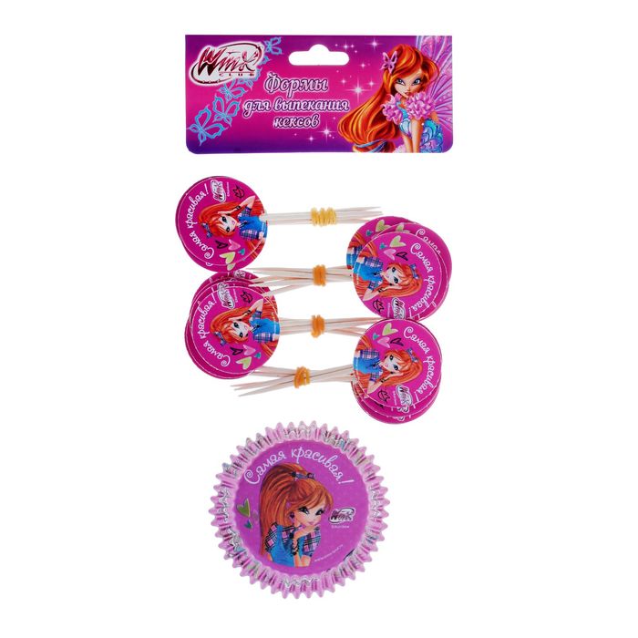 Набор для выпекания кексов "Самая красивая", феи ВИНК: Блум, набор 24 формы+24 шпажки